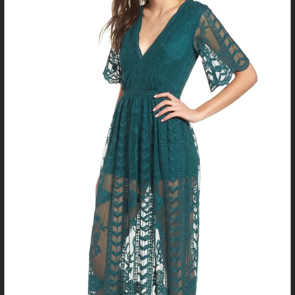 Socialite Teal Lace Maxi Dress